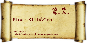 Mincz Kiliána névjegykártya